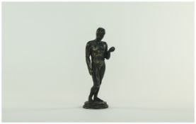 Small Cast Bronze Figure Of A Grecian Nude In The Idolino Style, Showing Signs Of Green Patination,