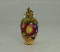 Royal Worcester Fine Hand Painted - Miniature Lidded Vase ' Fallen Fruits ' Stillife,