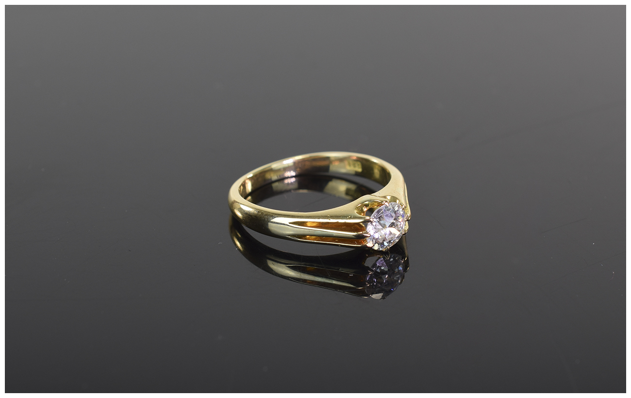 18ct Gold Set Single Stone Diamond Ring. The Diamonds of Good Colour and Clarity. Est 70.75 pts.