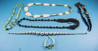Three Various Costume Necklaces comprising an Art Nouveau style, faux moonstone, floral,