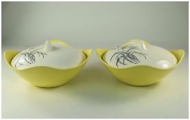 Pair Of Midwinter Stylecraft Serving Bowl Fashion Shape 4-61