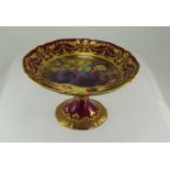 Royal Worcester Richard Sebright 'Fruit' Comport, the shallow dish hand painted, showing plums,