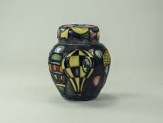 Moorcroft Modern Lidded Ginger Jar ' Hot Air Balloons ' Design. Designer Jeanne Mcdougall. c.