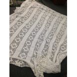 Very Large Heavy Textured Cream/White Crocheted Bed Cover,