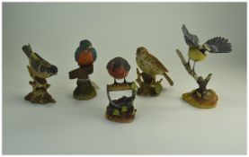 Collection Of Five Ceramic Bird Ornaments