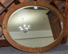 Late 19th/Early 20thC Arts And Crafts Copper Framed Oval Mirror Slightly Embossed With Moulded