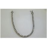 18ct White Gold Diamond Tennis Bracelet, 42 Round Modern Brilliant Cut Diamonds,