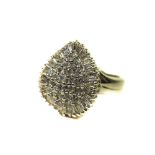 18ct White Gold Diamond Cluster Ring Pear Shaped Cluster Comprising Round Modern Brilliant Cuts To