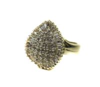 18ct White Gold Diamond Cluster Ring Pear Shaped Cluster Comprising Round Modern Brilliant Cuts To
