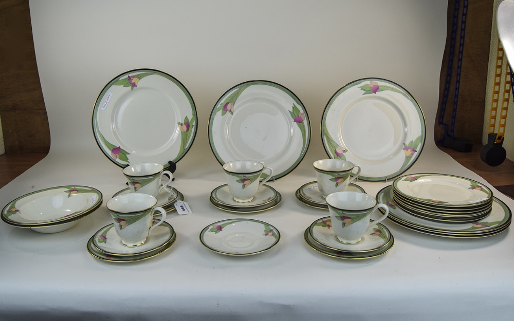 Part Royal Doulton Vogue Collection Dinner Set Comprising 6 Dinner Plates, 6 Smaller Plates, 5 Cups,