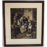 Early 20th Century Pears Colour Print, Interior Scene Happy Days with Grand Father,