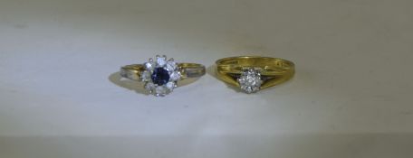 Two 9ct Gold Stone Set Dress Rings. 5.6 grams.