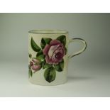 Wemyss Large ' Cabbage Roses ' Pattern Tankard. Signed Wemyss to Underside. 5.75 Inches High.