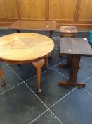 Mixed Lot Of Furniture Comprising Walnut Topped Circular Coffee Table,