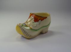 Clarice Cliff Hand Painted Large Clog ' Taormina ' Design. c.1935. 3.25 Inches High, 5.