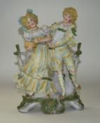 German Bisque Figure Group, Height 11 Inches.