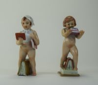 Karl Ens - Rare Pair of Porcelain Child Figures. c.1930's. Each Figure 5.5 Inches High.