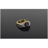 Art Deco 18ct Gold Set Sapphire and Diamond Ring.