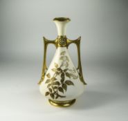 Royal Worcester Hand Painted Persian Style Twin Handle Vase,