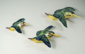 Beswick Trio of Flying Bird Wall Figures / Plaques ' Kingfisher ' Model Num 729.