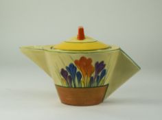 Clarice Cliff - Art Deco Hand Painted Conical Shaped Teapot ' Crocus ' Pattern. c.1929.