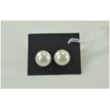 Large White Fresh Water Pearl 18ct Gold Stud Earrings, 12-13mm,