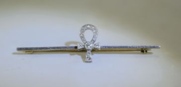 Victorian - Fine Quality 15ct Gold and Platinum Set Diamond Horseshoe Brooch.