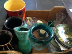 Mixed Box Of Pottery And Glass To Include Poole, Coalport, Character Jugs, Cabinet Plates Etc.