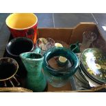 Mixed Box Of Pottery And Glass To Include Poole, Coalport, Character Jugs, Cabinet Plates Etc.