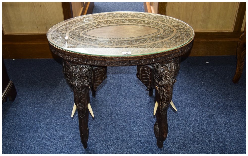 Late 19thC Indian Occasional Table, Carv - Image 2 of 2