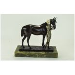 Art Deco Bronze And Ivory Figure Group T