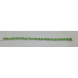 Green Jade Tennis Bracelet, oval cut cab