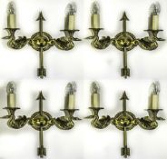 Set Of Four Modern Heavy Cast Brass Wall