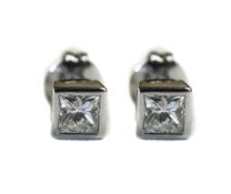 White Gold Princess Cut Diamond Stud Ear