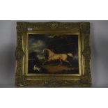 Modern Lacquered Print, Horse And Dog At