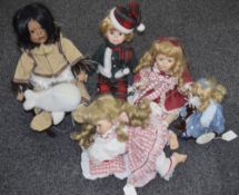 Collection Of Five Modern Display Dolls,