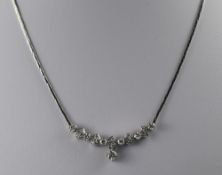 14ct White Gold Diamond Necklace Set Wit