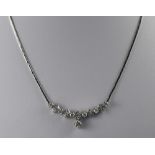 14ct White Gold Diamond Necklace Set Wit