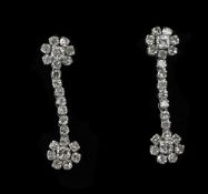 18ct White Gold Diamond Drop Earrings Se