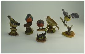 Collection Of Five Ceramic Bird Ornament