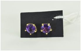 Amethyst Stud Earrings, rich purple amet
