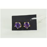 Amethyst Stud Earrings, rich purple amet