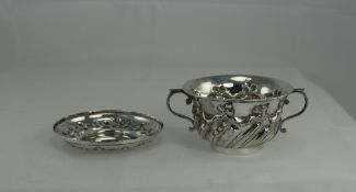 Victorian - Fine Silver Embossed Twin Ha