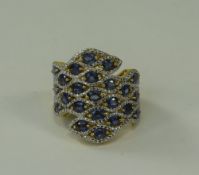 Sapphire Tile Pattern Ring, comprising 5