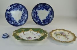 Pair Of Wedgwood Flow Blue Plates, Impre