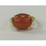 Peach Moonstone Solitaire Ring, 9.5cts i