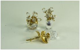 Swarovski Crystal and Gold Flowers / Ros