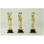 Chinese Late 19th Century Trio of Ivory