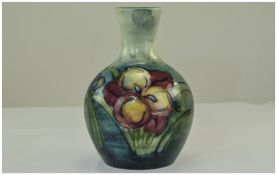 Moorcroft Bottle Shaped Vase ' Orchids ' Design. c.1950's. 5.25 Inches High. Excellent Condition.