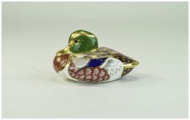 Royal Crown Derby Paperweight ' Bake well Duck ' Gold Stopper. Date 1995.